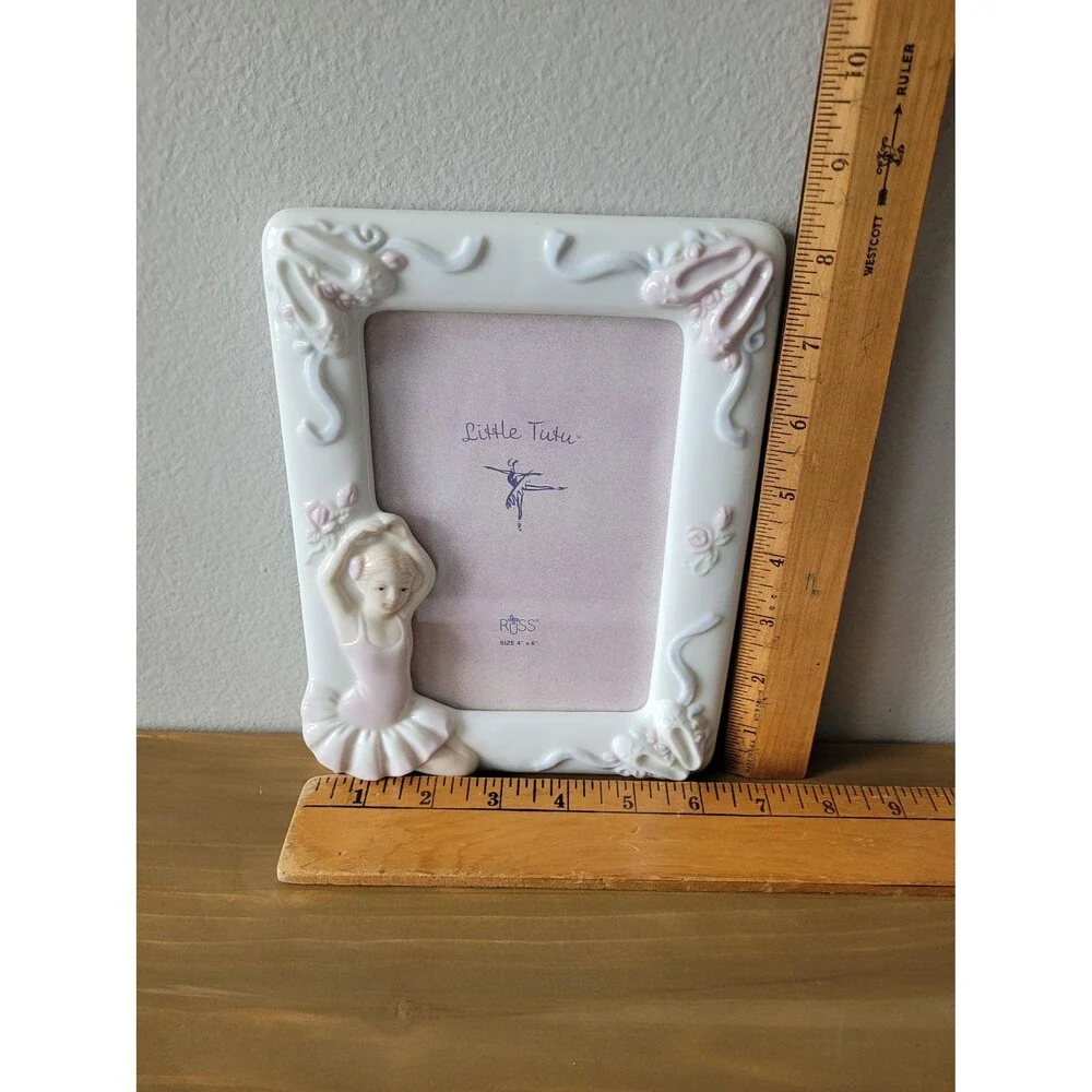 Vintage Ceramic Ballerina Picture Frame 4x6 Photo Print Recital Gift